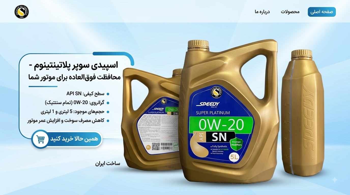 روغن موتور اسپیدی مدل سوپر پلاتینیوم 0W-20 حجم 5 لیتر ظروف جدید